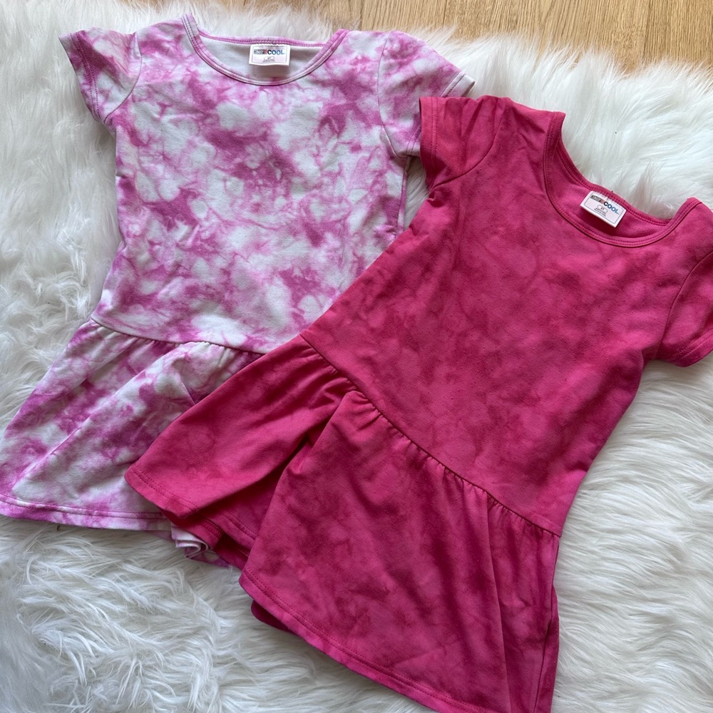 32 Degrees Cool Girl's Ultra Soft Dresses 2/Pk Pink Combo Tie Dye - Size 2T